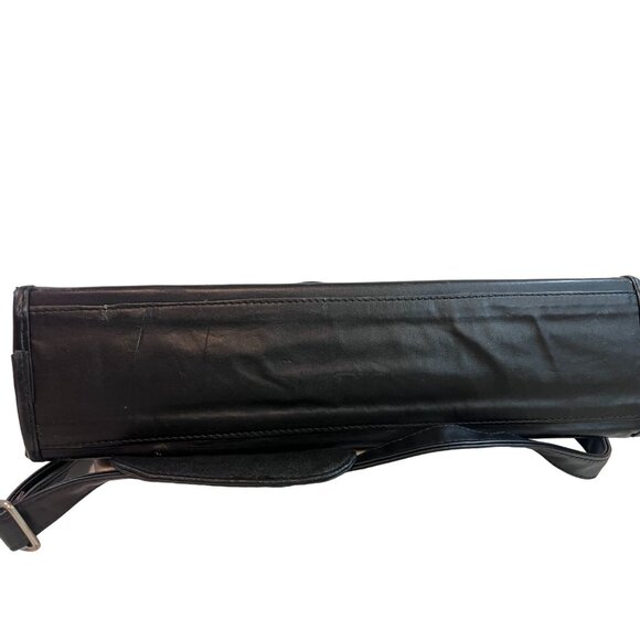 Kenneth Cole Reaction Black Leather Laptop Briefcase Bag Handles Shoulder Strap - Picture 6 of 11